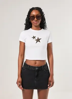Mini Tee Off-White Estrela Oncinha