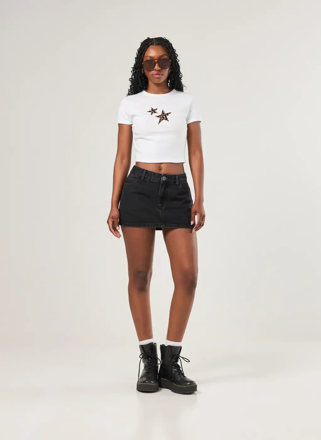 Mini Tee Off-White Estrela Oncinha