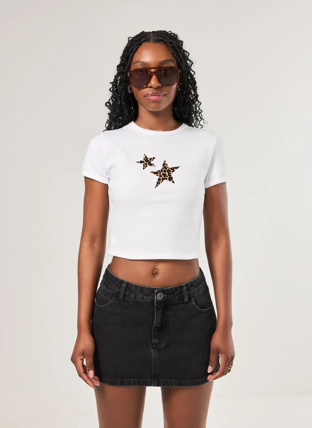 Mini Tee Off-White Estrela Oncinha