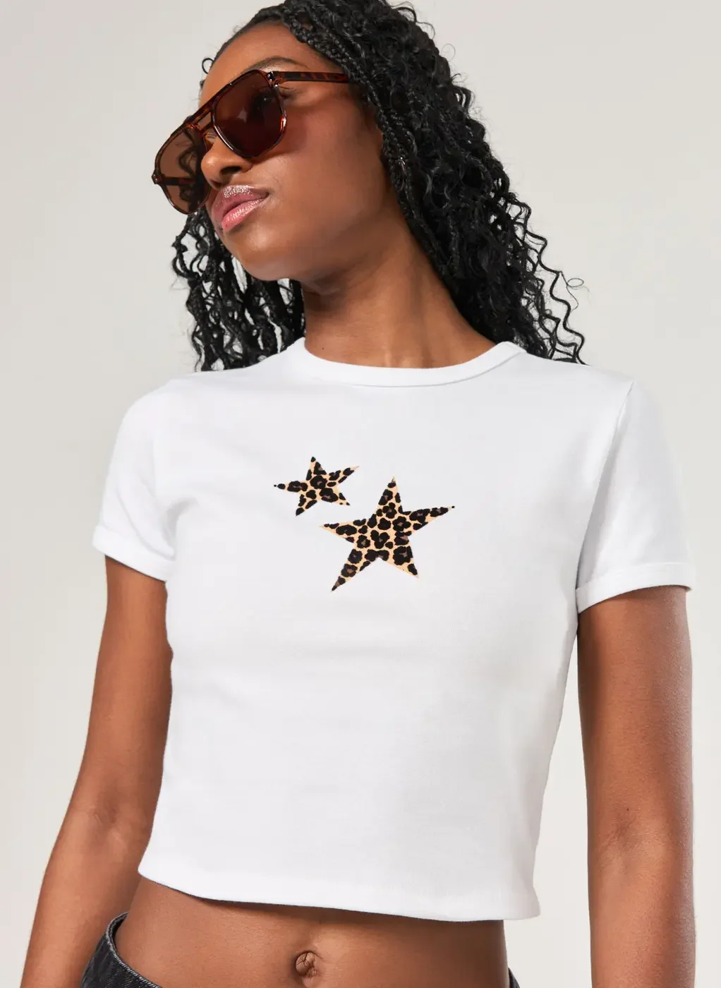 Mini Tee Off-White Estrela Oncinha