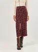 Saia Midi Estampada Bordô