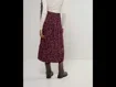 Saia Midi Estampada Bordô