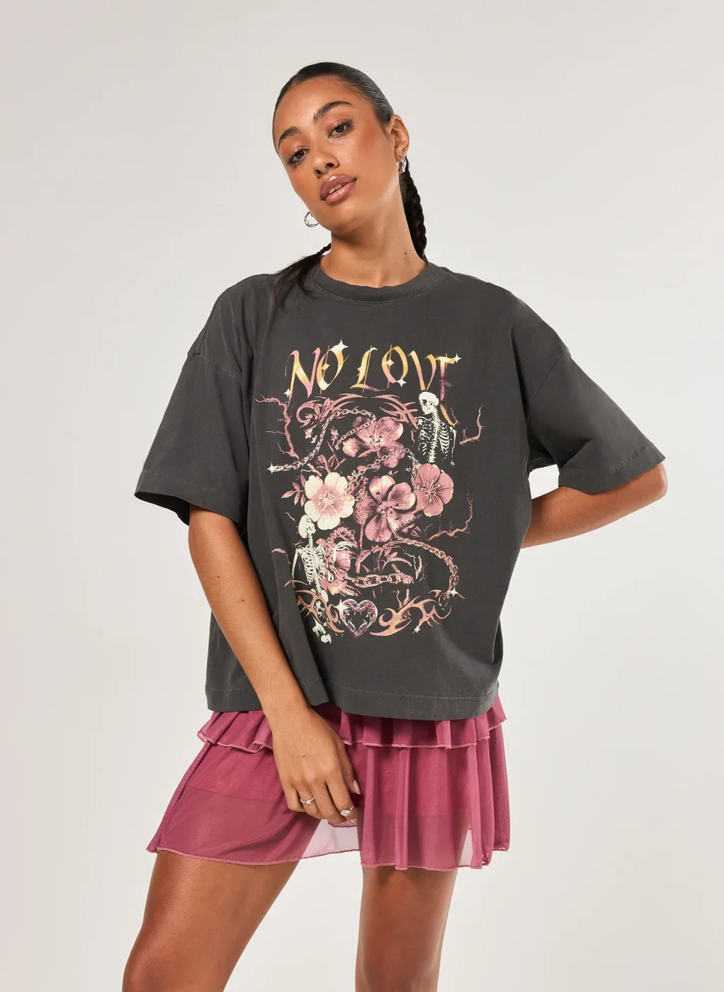 Camiseta Box Estonada Caveiras E Flores