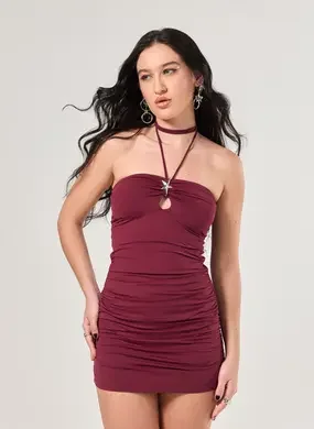 Vestido Tubinho Poliamida Bordô Estrela