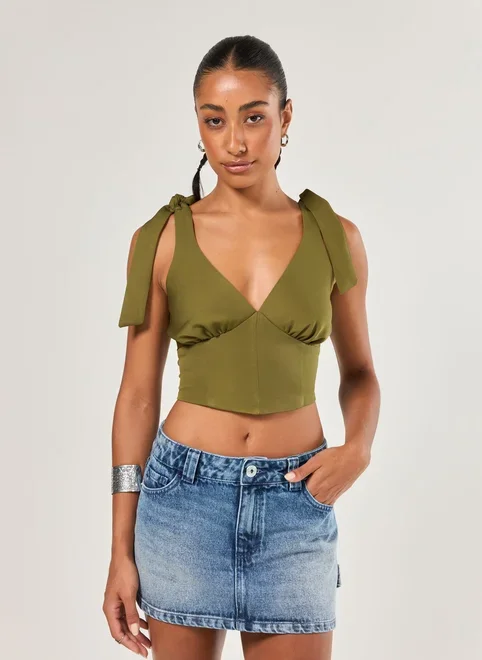 Cropped Corselet Alfaiatado Laços