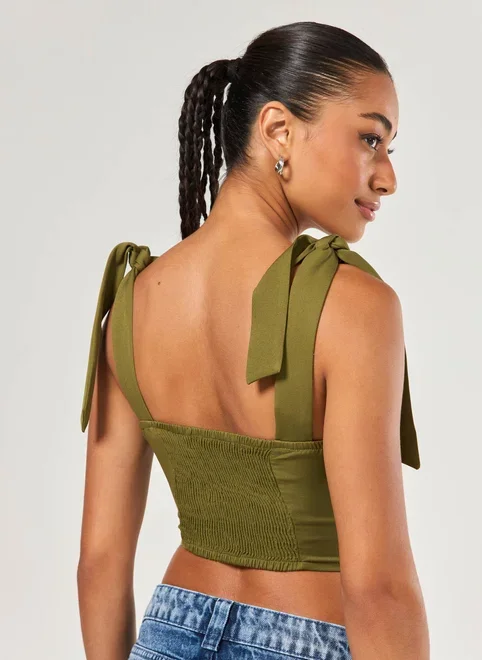 Cropped Corselet Alfaiatado Laços