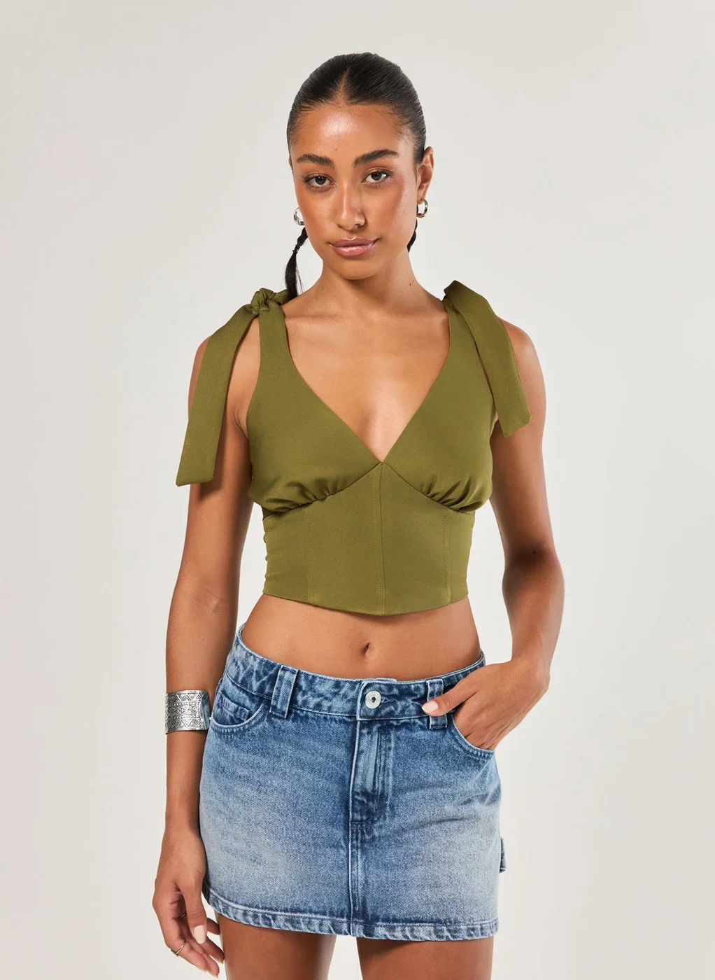 Cropped Corselet Alfaiatado Laços