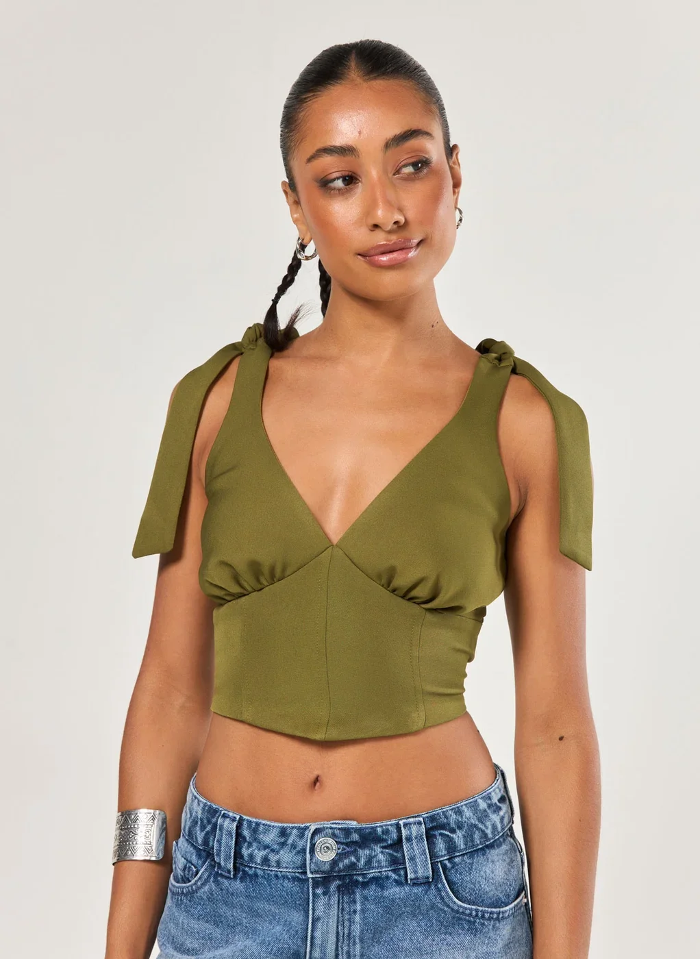 Cropped Corselet Alfaiatado Laços