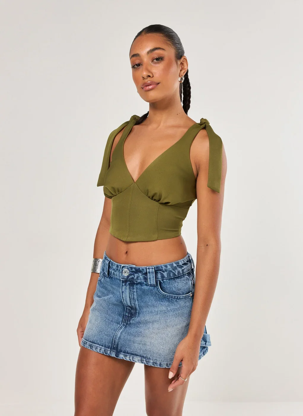 Cropped Corselet Alfaiatado Laços