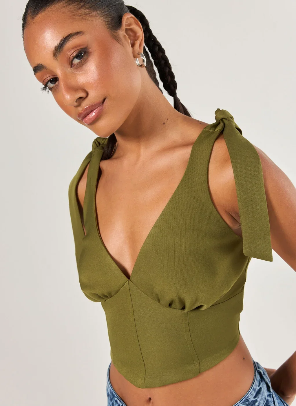 Cropped Corselet Alfaiatado Laços