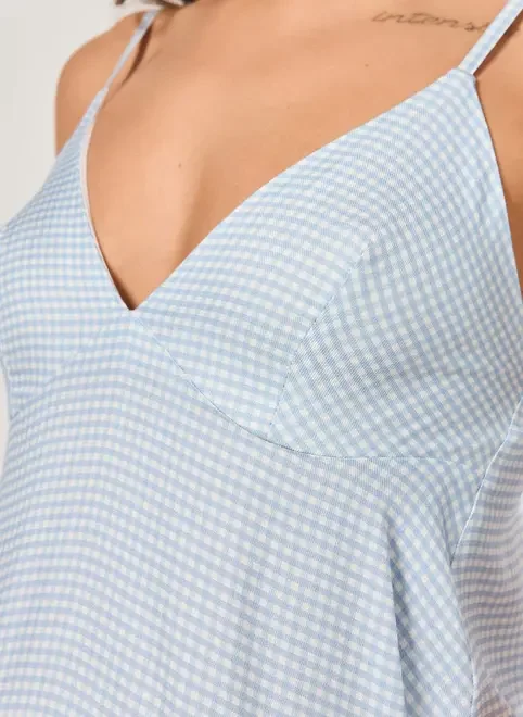 Blusa Alcinha Vichy Azul