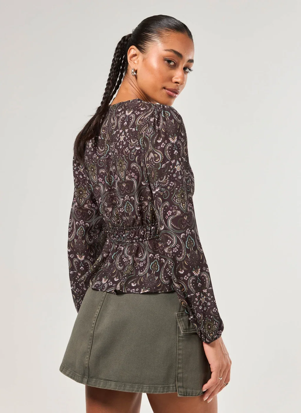 Blusa Manga Longa Chiffon Paisley