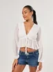 Blusa Manga Longa Chiffon Off-White
