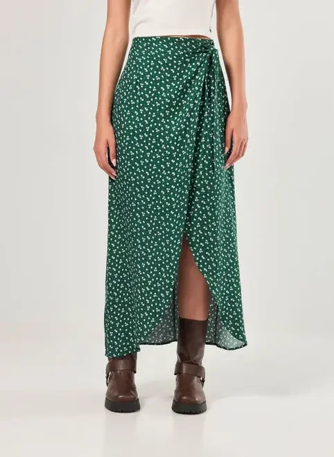 Saia Midi Verde Florida Amarração