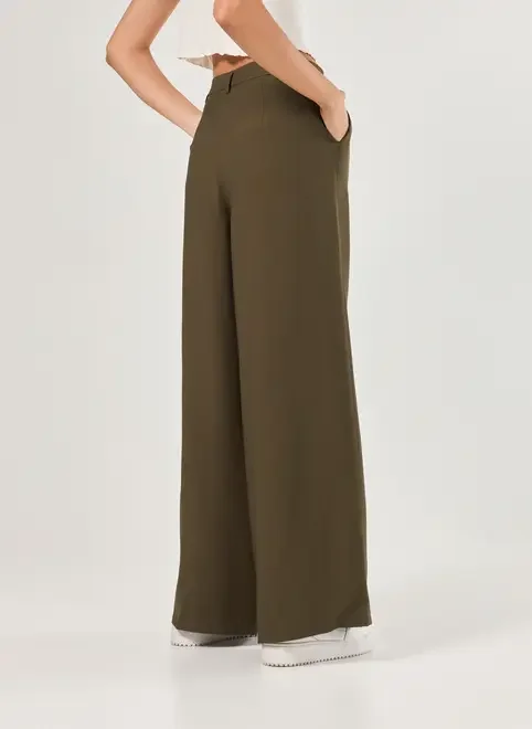 Calça Alfaiataria Pregas Wide Leg