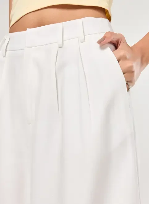 Calça Alfaiataria Pregas Wide Leg