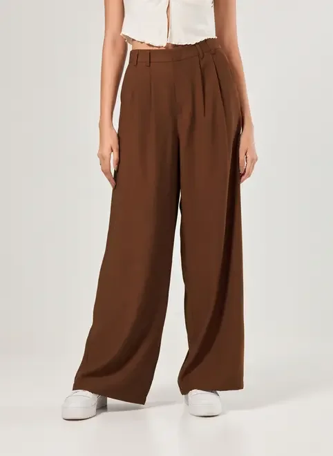 Calça Alfaiataria Pregas Wide Leg