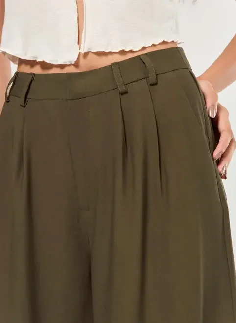 Calça Alfaiataria Pregas Wide Leg