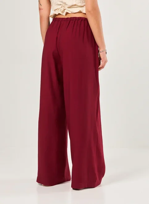 Calça Vinho Amarração E Pregas