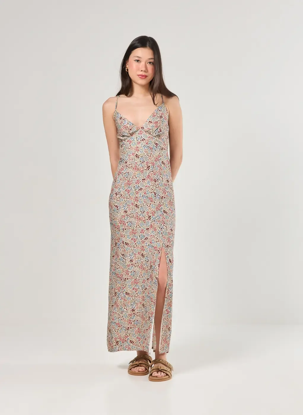Vestido Midi Estampa Florida