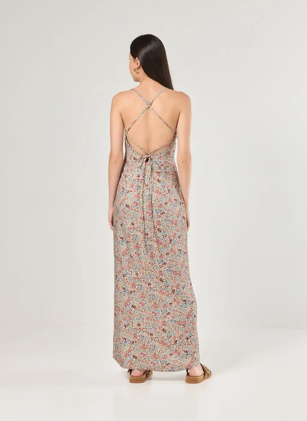 Vestido Midi Estampa Florida