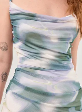 Vestido Midi Alongado Tule Manchado