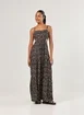 Vestido Longo Preto Estampa Paisley