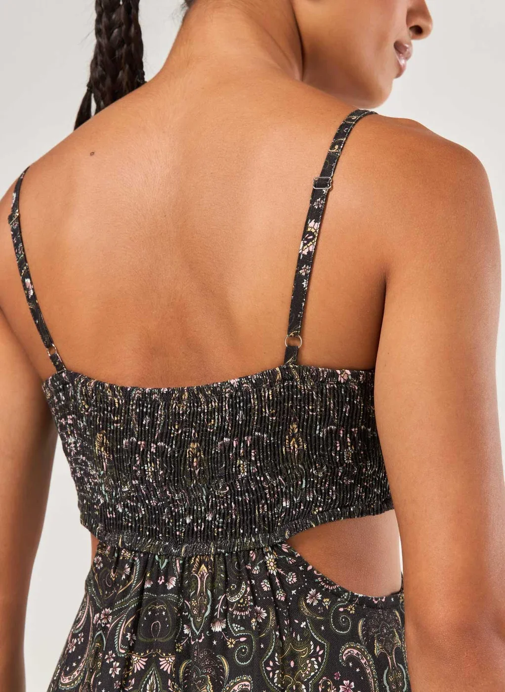 Vestido Longo Preto Estampa Paisley