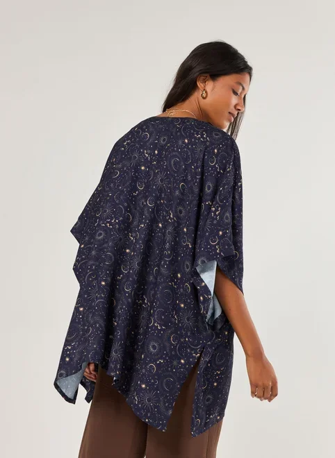 Kimono Marinho Estampa Mística