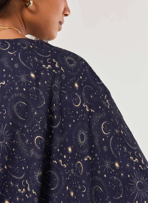 Kimono Marinho Estampa Mística