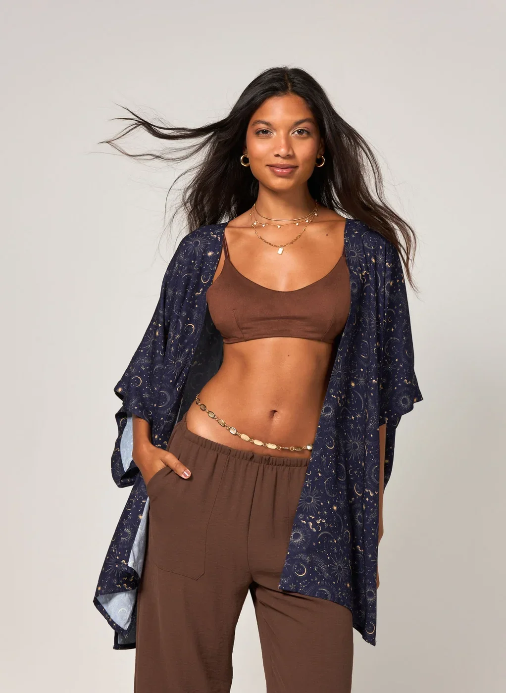 Kimono Marinho Estampa Mística