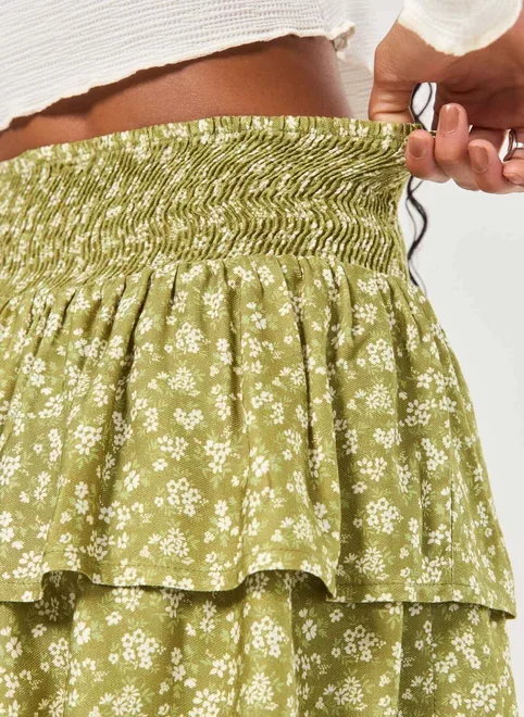 Saia Curta Repolho Verde Florido