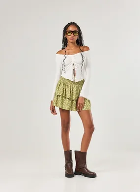 Saia Curta Repolho Verde Florido