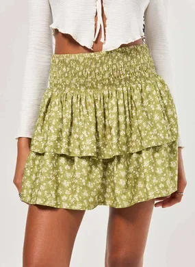 Saia Curta Repolho Verde Florido