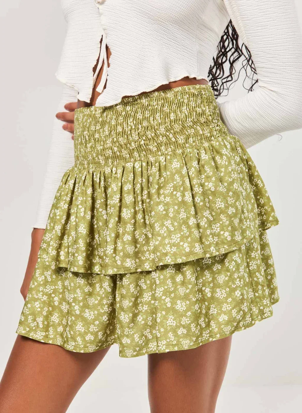 Saia Curta Repolho Verde Florido
