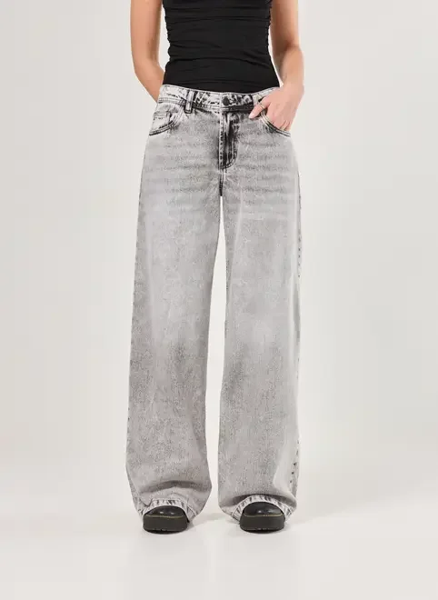 Calça Jeans Boy Cintura Baixa Cinza