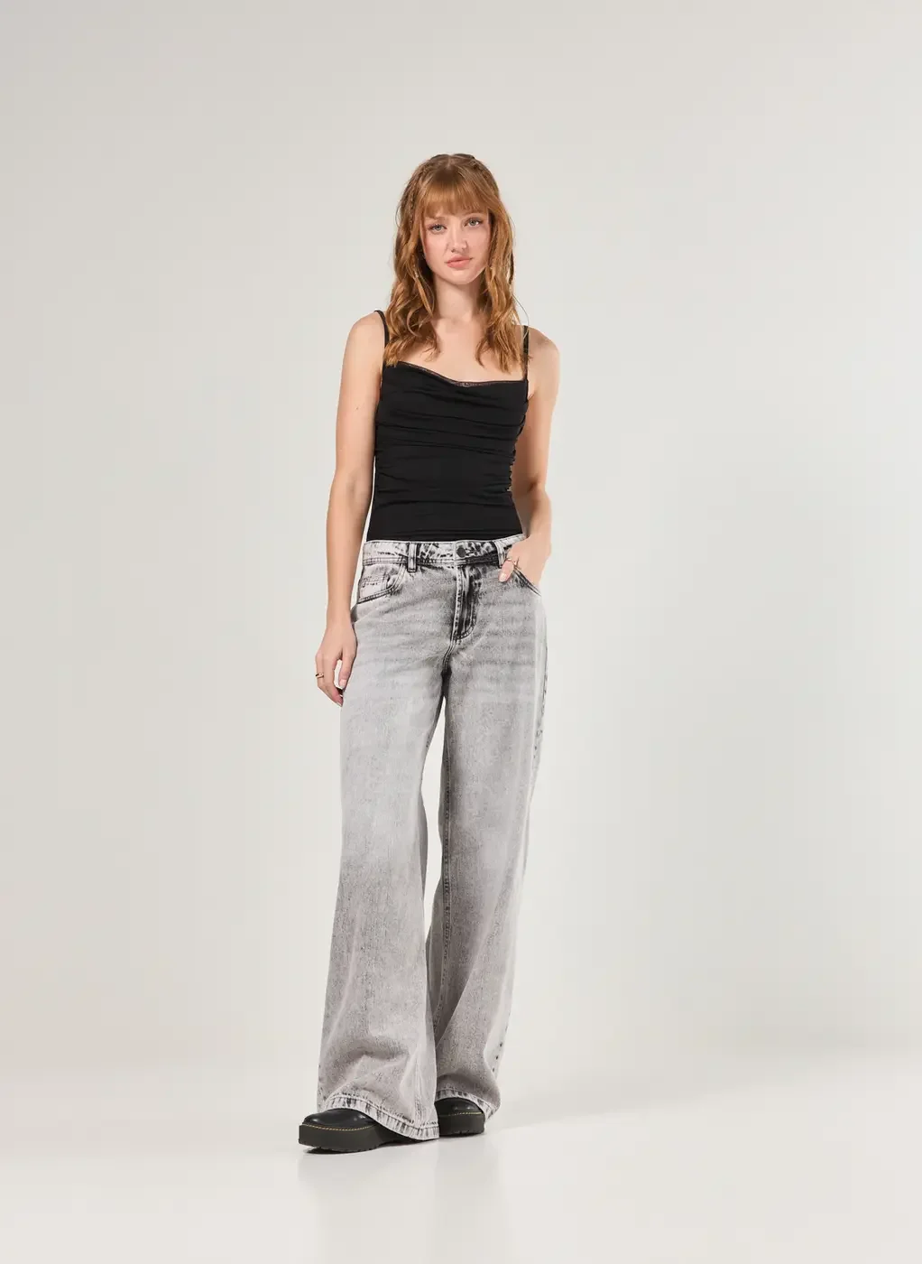 Calça Jeans Boy Cintura Baixa Cinza