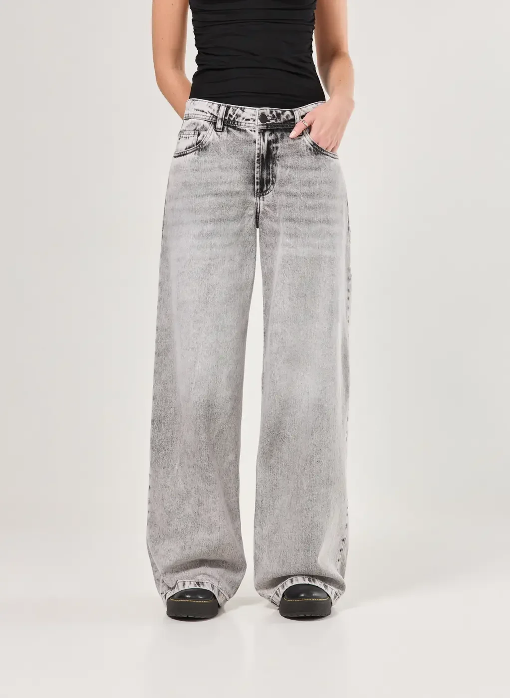 Calça Jeans Boy Cintura Baixa Cinza