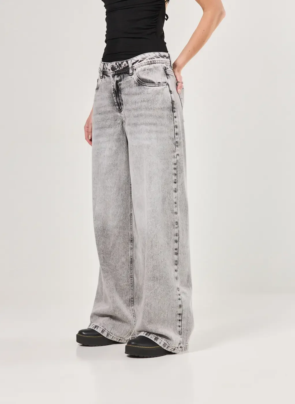 Calça Jeans Boy Cintura Baixa Cinza