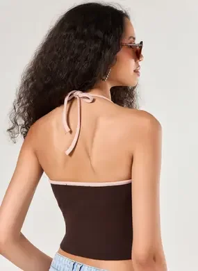 Blusa Frente Única Em Tricô Marrom