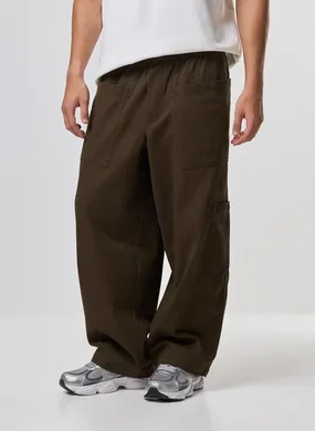 Calça Sarja Oversized Cargo Elástico