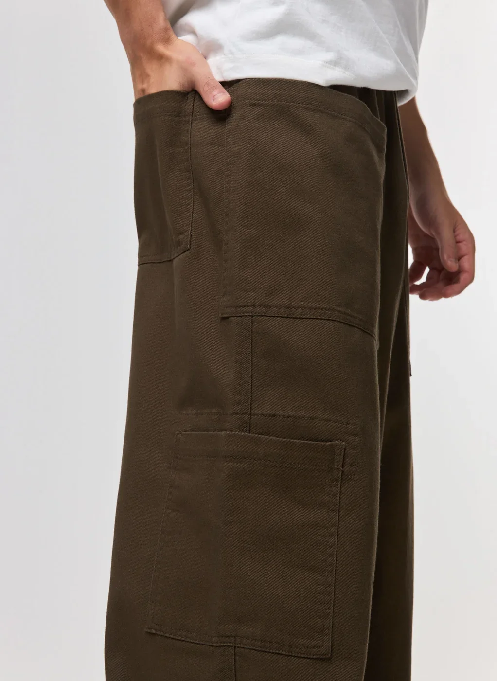 Calça Sarja Oversized Cargo Elástico
