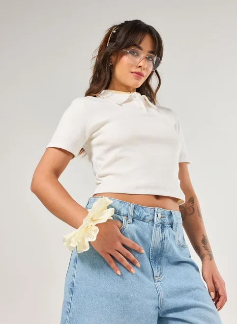 Maxi Scrunchie Broderie Amarelo Manteiga