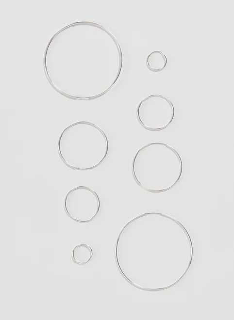 Conjunto 4 Argolas Prateadas Finas