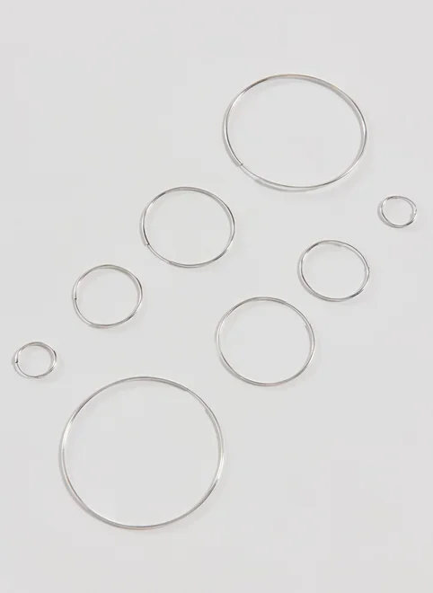 Conjunto 4 Argolas Prateadas Finas