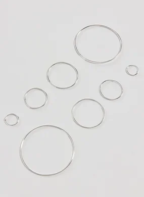 Conjunto 4 Argolas Prateadas Finas