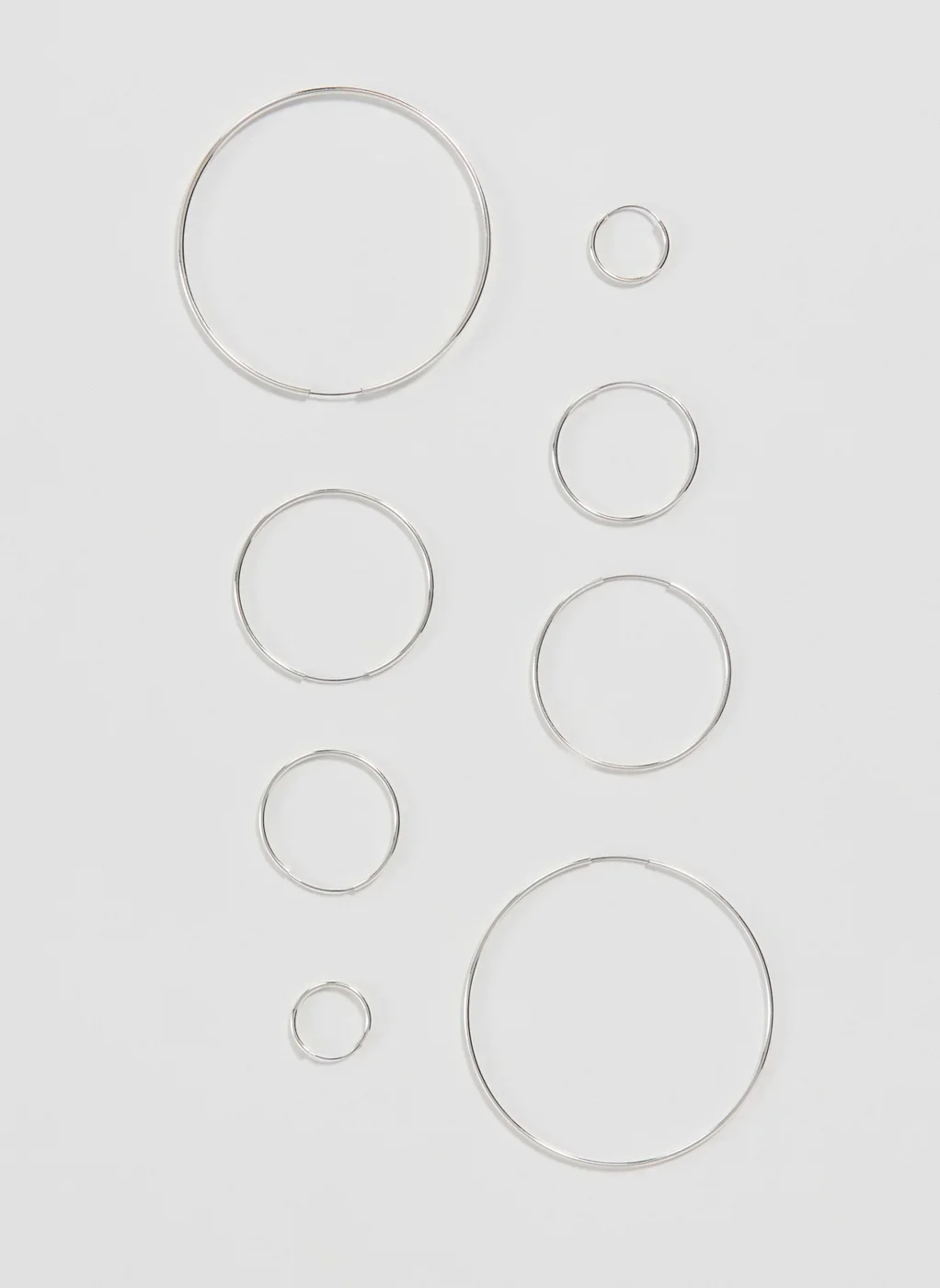 Conjunto 4 Argolas Prateadas Finas