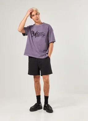 Bermuda Moletinho Preta Costuras Marcantes