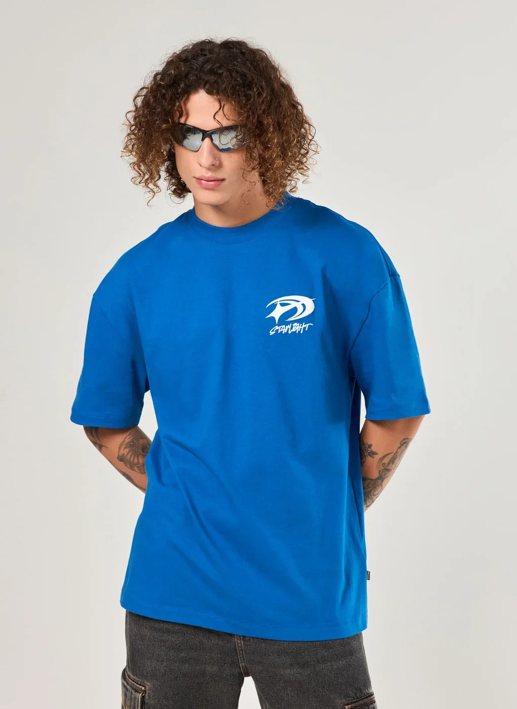 Camiseta Oversized Azul Malhão Relevo