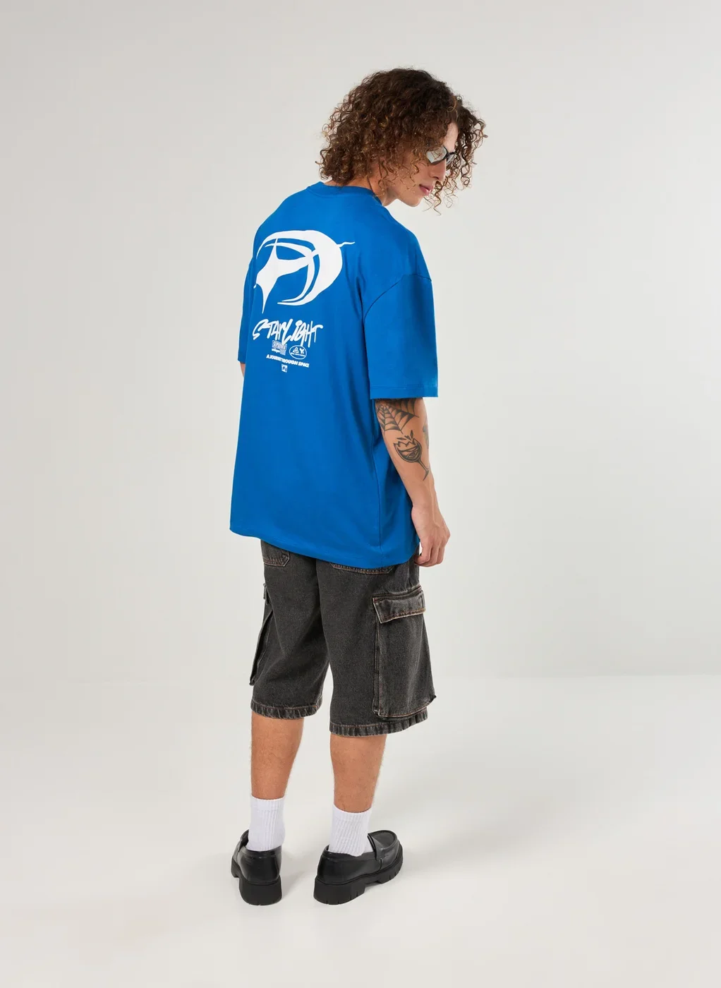 Camiseta Oversized Azul Malhão Relevo